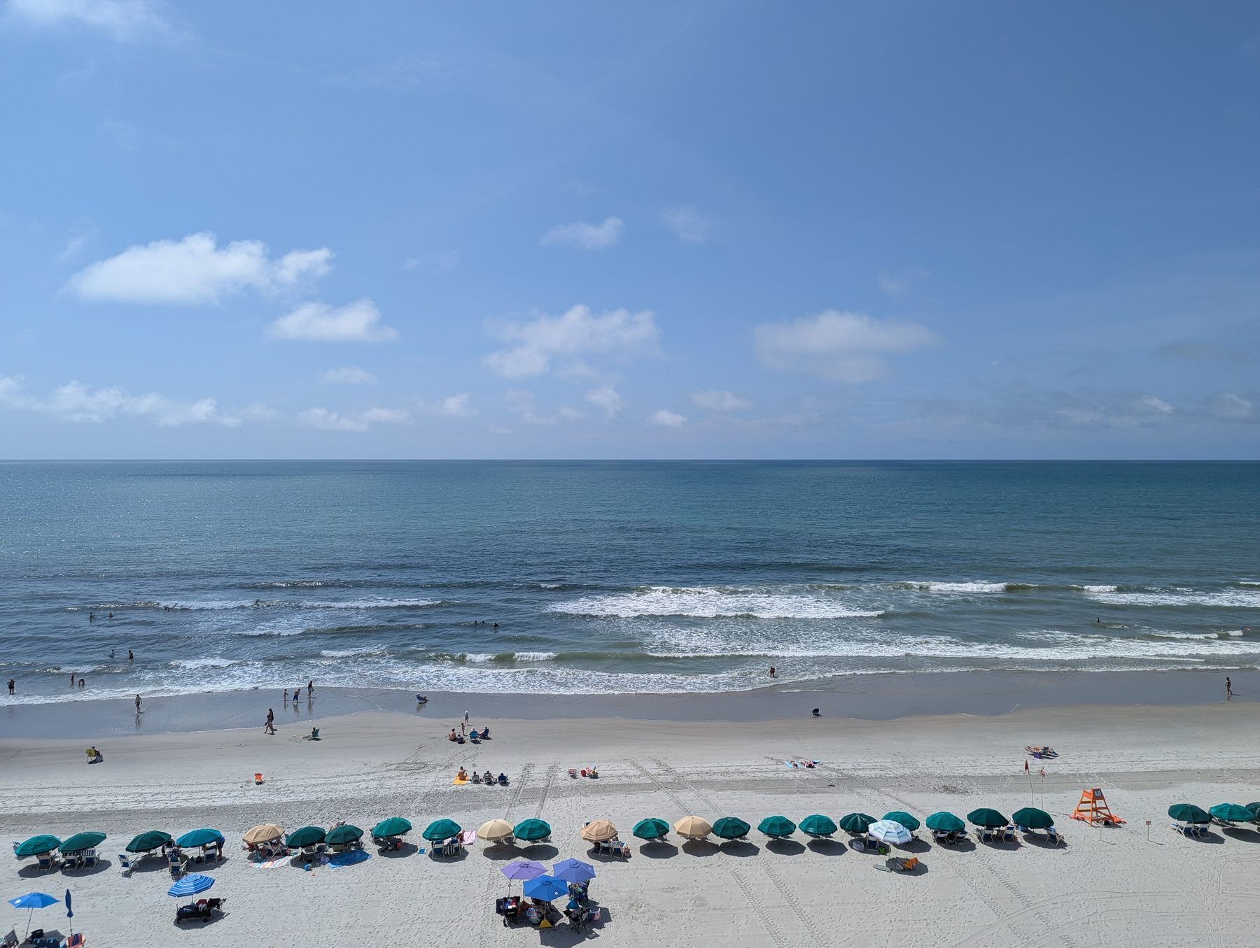 180-degree oceanfront view of the Atlantic from the private balcony at 728 Sands Beach Club, Myrtle Beach SC