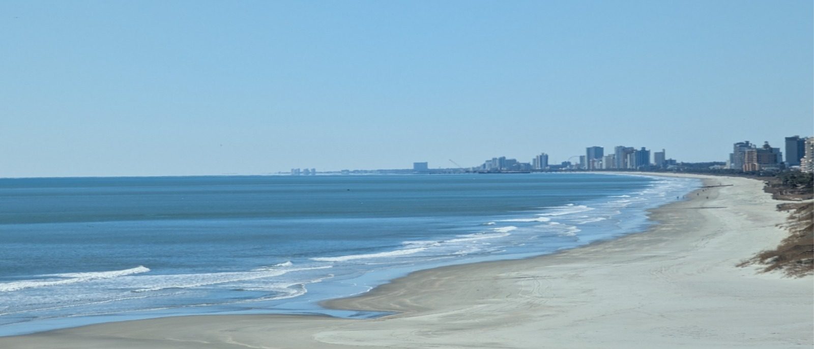 View south toward the Myrtle Beach strip and Ferris wheel from Unit 728 at Sands Beach Club